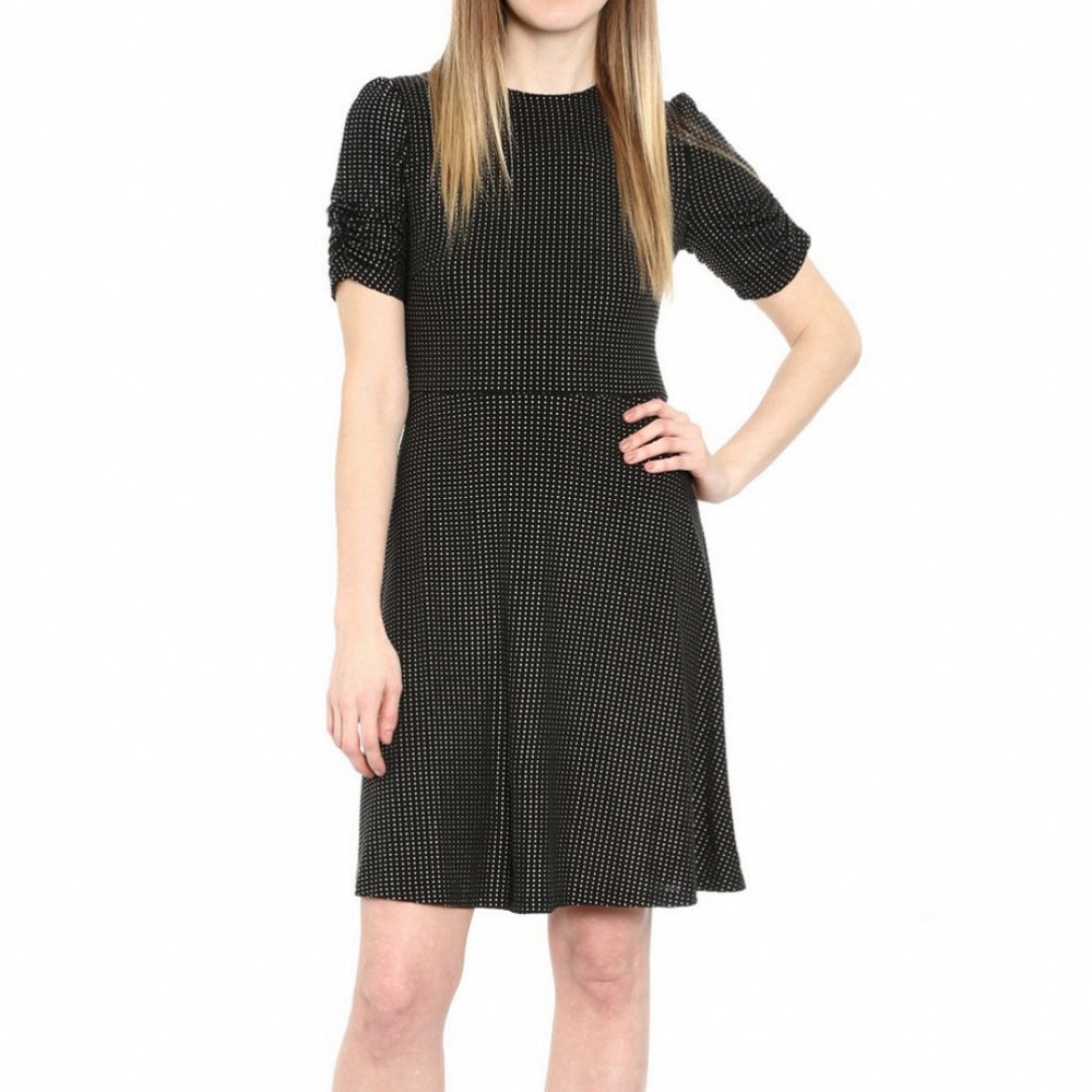 Michael Kors Black Dot-Print Mini Dress